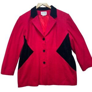 Urban Wool Merino Collection Women's Wool Blazer Long Sleeve Size 24W Red Black